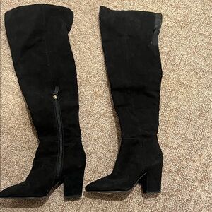 Black Suede Over-the-Knee Boots